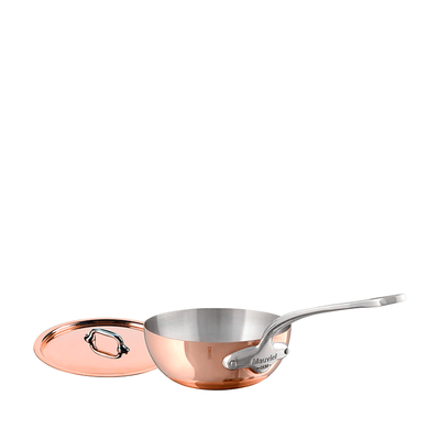 Mauviel M'heritage M150S Copper & S. S. Curved Splayed Saute Pan w/Lid - Kitchen Universe