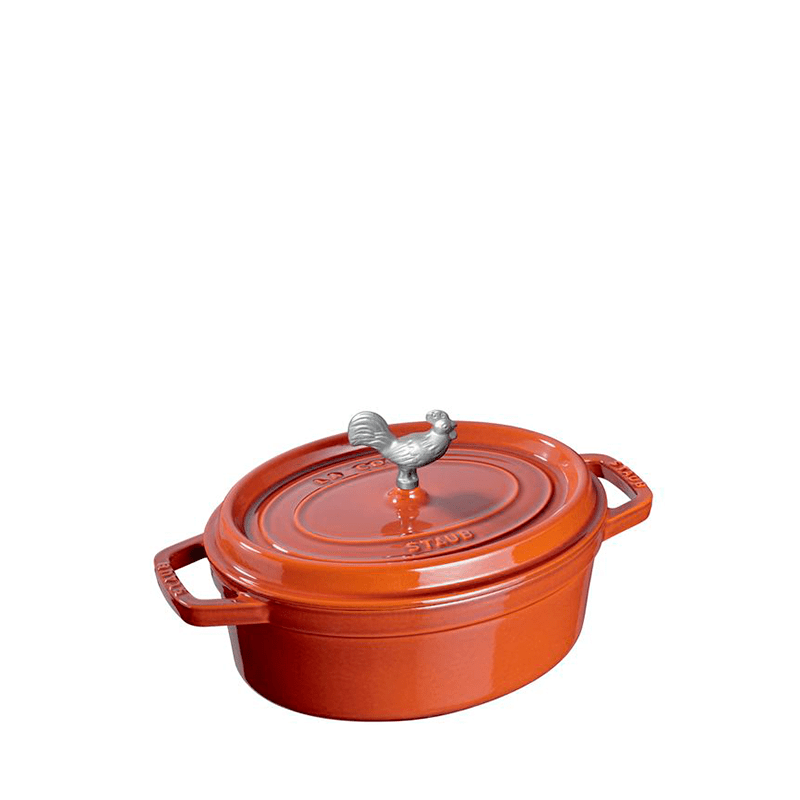 Staub Cast Iron Oval Coq au Vin Cocotte, 5.75 qt, Burnt Orange - Kitchen Universe