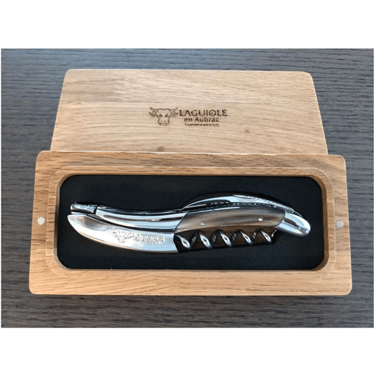 Laguiole en Aubrac Sommelier DeLuxe No 9 Waiter's Corkscrew With Solid Horn Handle - Kitchen Universe