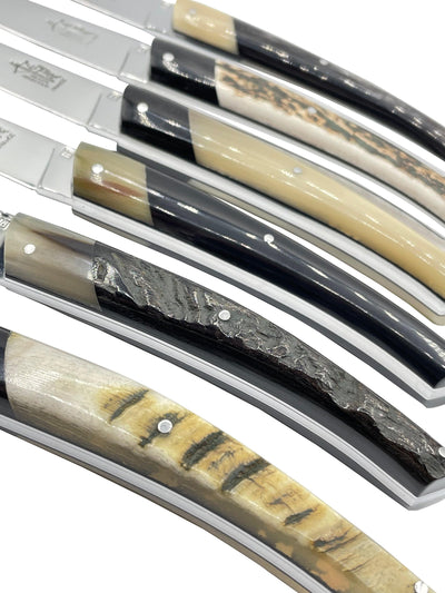 Arbalete Genes David Luxury Fully Forged Steak Knives 6-Piece Set With Full Combined Mixed Horn Handles & Bolsters, 4.25-Inches - Kitchen Universe