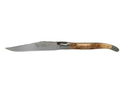 Laguiole en Aubrac Stainless Steel & Brass Double Plated 2-Piece Steak Knife Set With Juniper Wood Handles - Kitchen Universe