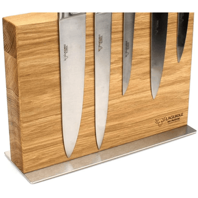 Laguiole en Aubrac Handcrafted 6-Piece Kitchen Knife Set With Ziricote Wood Handles & Magnetic Oak Block - Kitchen Universe