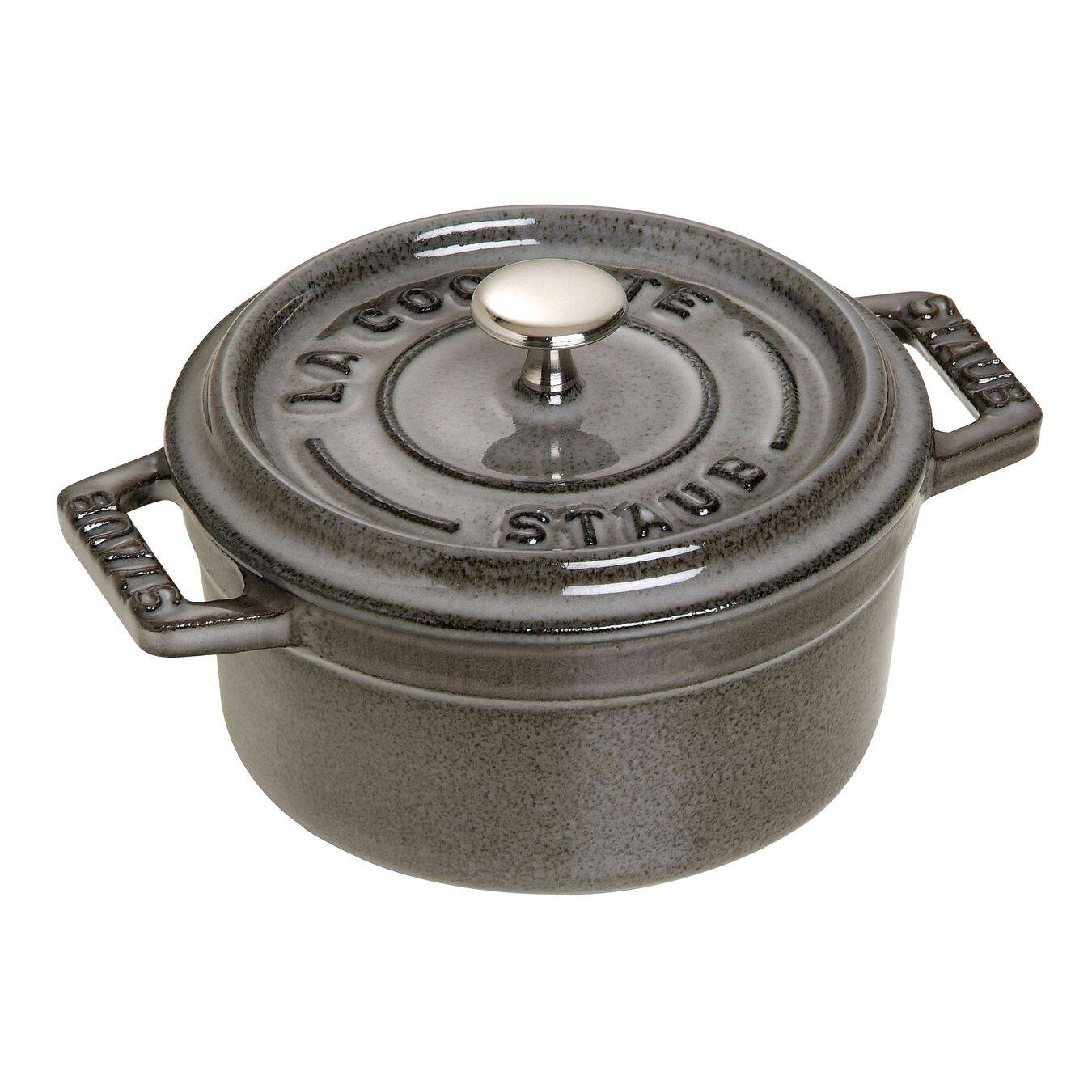 Staub Cast Iron Mini Round Oven Cocotte, 0.25-qt, Graphite Grey - Kitchen Universe