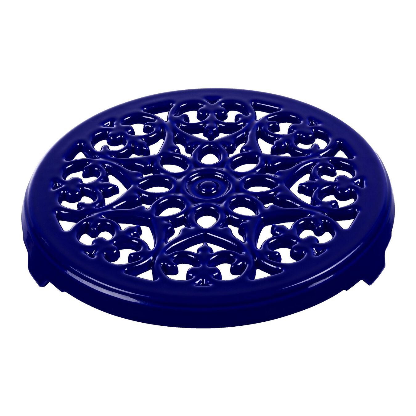 Staub Cast Iron Round Lilly Trivet, 9-in, Dark Blue - Kitchen Universe