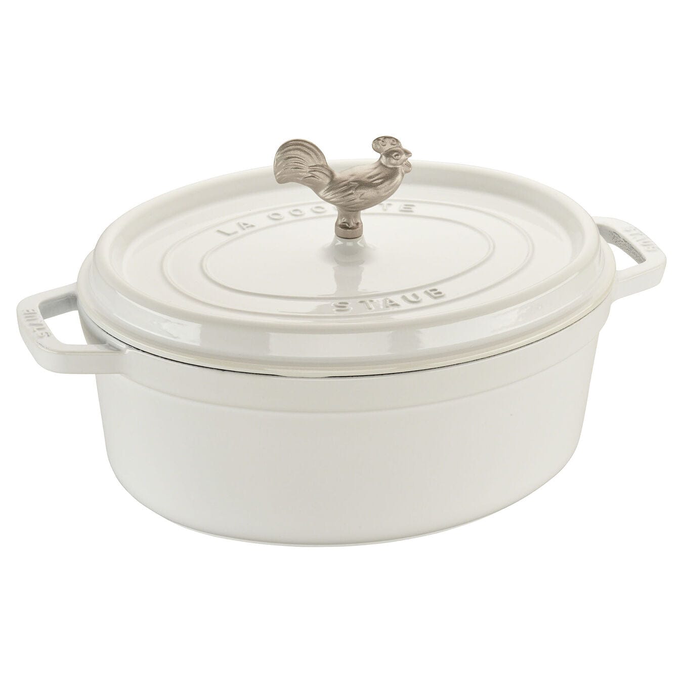 Staub Cast Iron Oval Coq au Vin Cocotte, 5.75 qt, White - Kitchen Universe