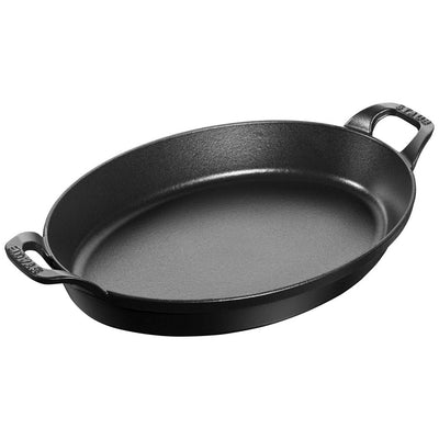 Staub Cast Iron Oval Dish Baking 12.5-in x 9-in, Matte Black - Kitchen Universe