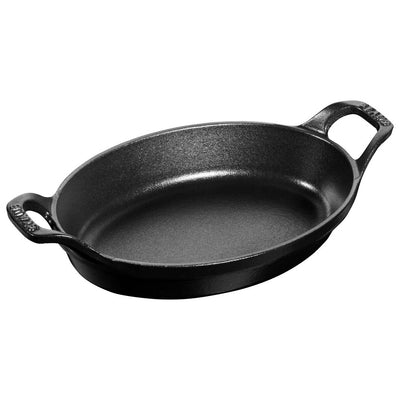 Staub Cast Iron Oval Dish Gratin Baking, 8-in x 5.5-in, Matte Black - Kitchen Universe