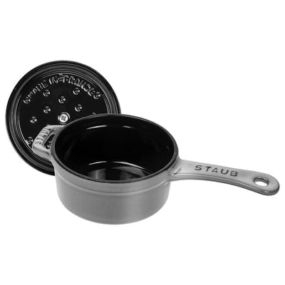 Staub Cast Iron Mini Saucepan, 0.25 qt, Graphite Grey - Kitchen Universe
