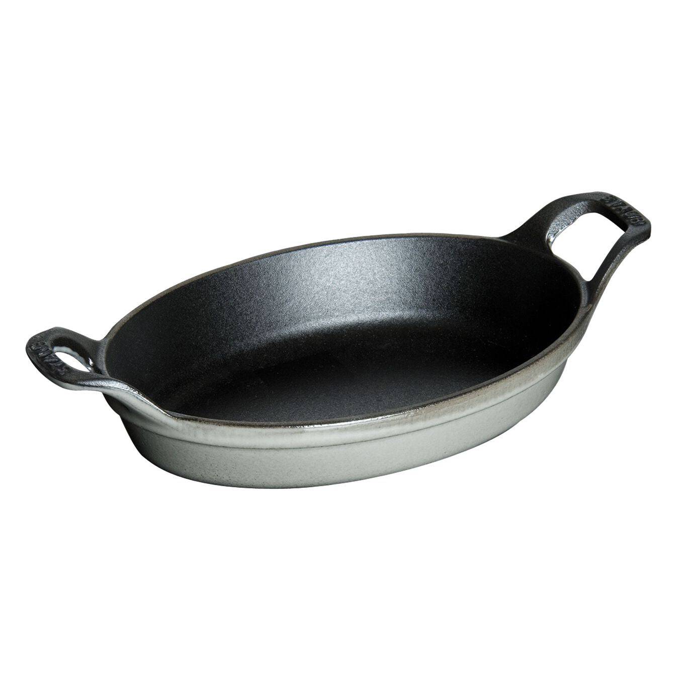 Staub Cast Iron Mini Oval Dish Gratin Baking, 5.5 x 3.8 in, Graphite Grey - Kitchen Universe