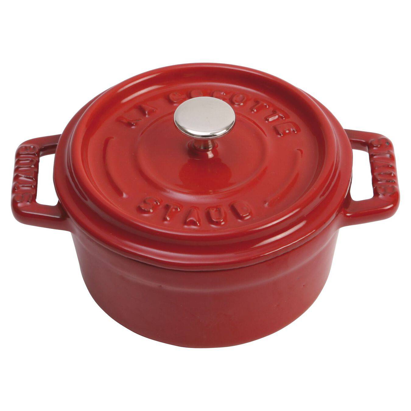 Staub Cast Iron Mini Round Oven Cocotte, 0.25-qt, Cherry Red - Kitchen Universe