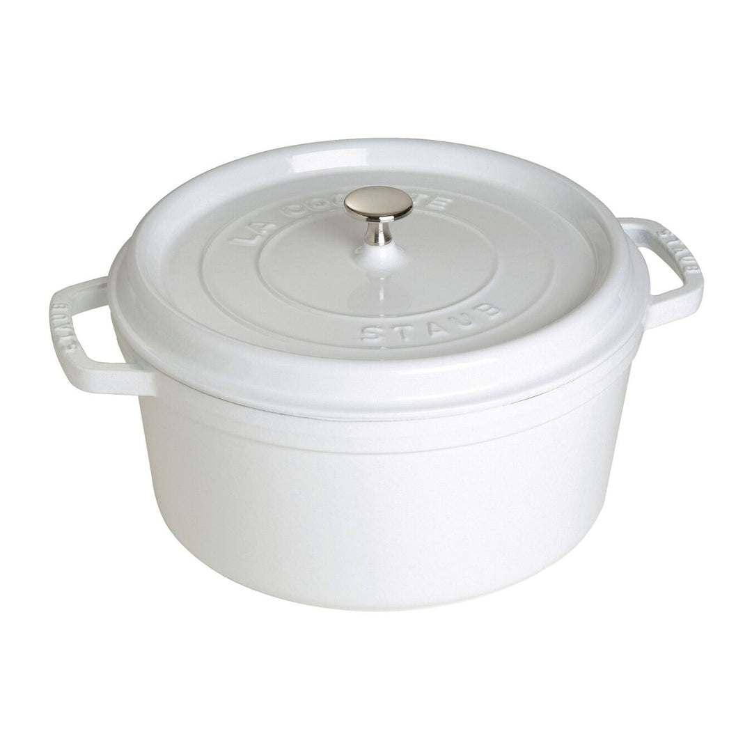 Staub Cast Iron Round Cocotte Oven, 7-qt, White Kitchen Universe