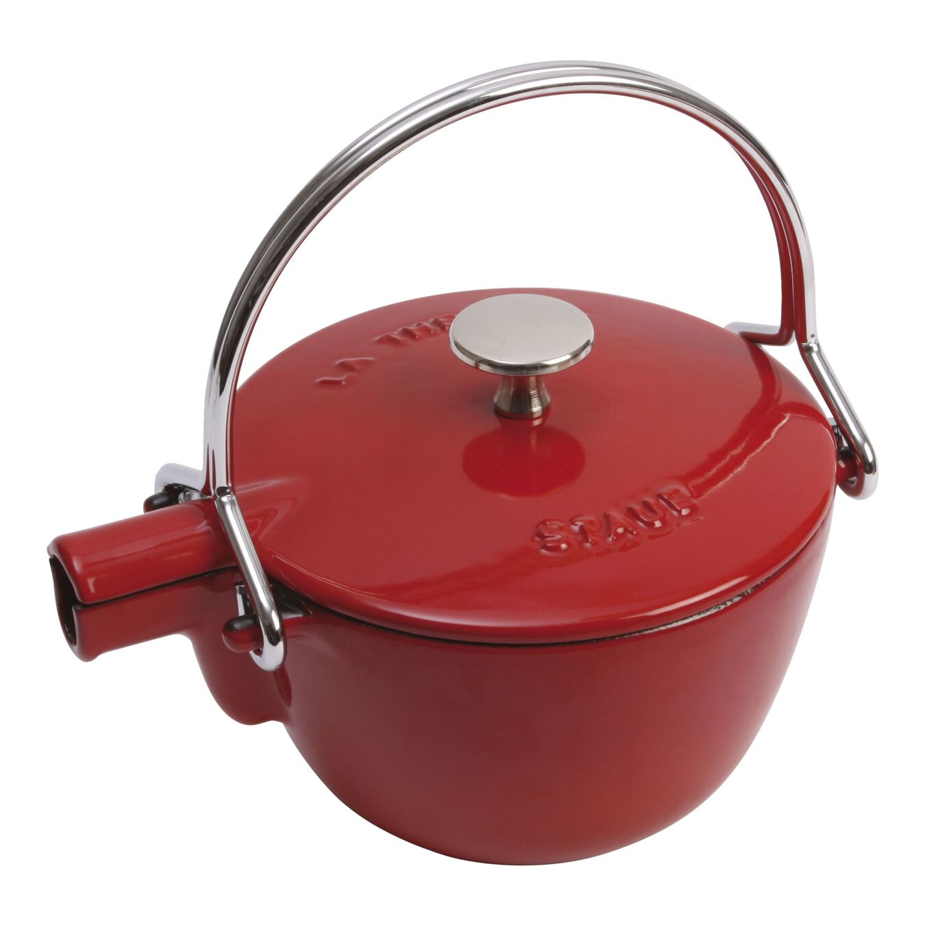 Staub Cast Iron Round Tea Kettle, 1 qt, Cherry Red - Kitchen Universe