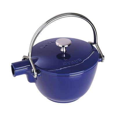 Staub Cast Iron Round Tea Kettle, 1 qt, Dark Blue - Kitchen Universe