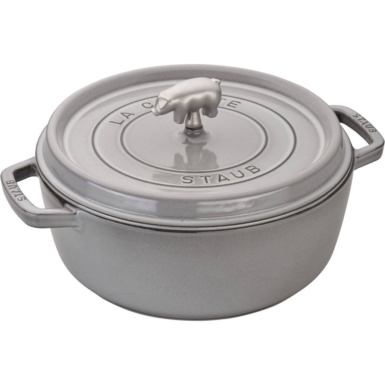 Staub Cast Iron Round Cocotte Cochon, 6 qt, Graphite Grey - Kitchen Universe