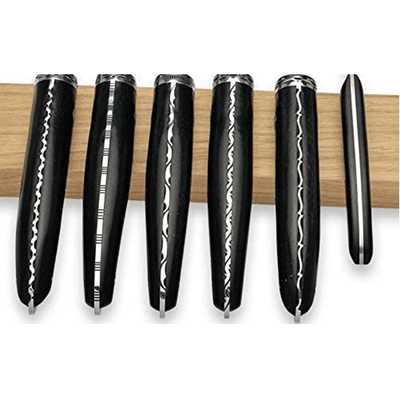 Laguiole en Aubrac Gourmet 7-Piece Kitchen Knife Set With Ebony Wood Handles & Magnetic Oak Block - Kitchen Universe