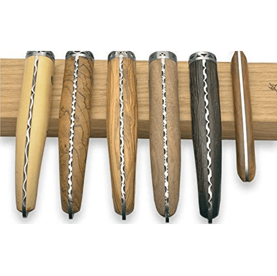 Laguiole en Aubrac Gourmet 7-Piece Kitchen Knife Set With Mixed Wood Handles, Magnetic Oak Block - Kitchen Universe