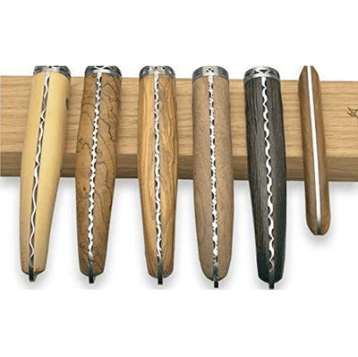 Laguiole en Aubrac Gourmet 7-Piece Kitchen Knife Set With Mixed Wood Handles, Magnetic Oak Block - Kitchen Universe