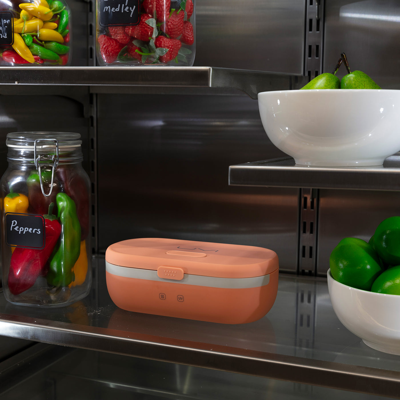UVI Self Heating & Cleaning Lunch Box with UV Light, Salmon - Kitchen Universe