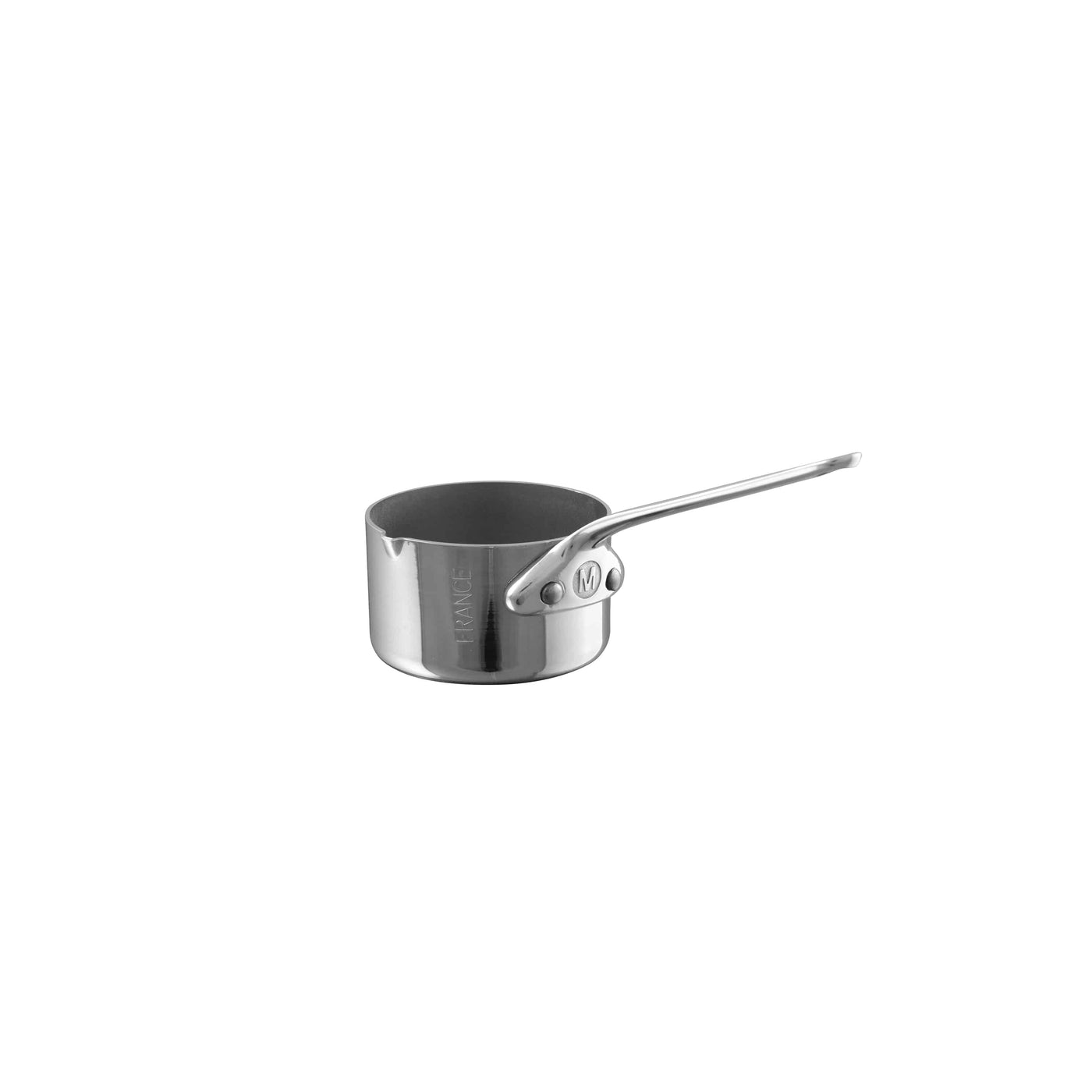 Mauviel M'Mini Stainless Steel Sauce Pan With Pouring Spout, 0.21-qt - Kitchen Universe
