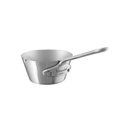 Mauviel M'Mini Stainless Steel Splayed Saute Pan with Pouring Spout, 0.15-qt - Kitchen Universe