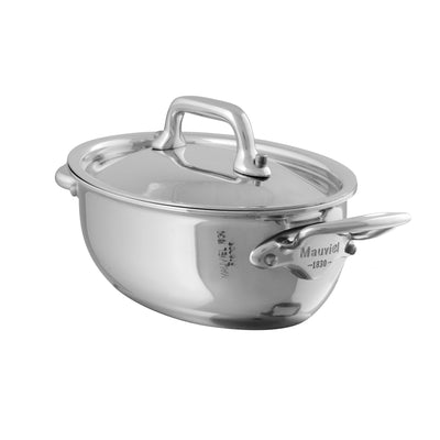 Mauviel M'Mini Oval Stainless Cocotte w/ Stainless Handles, 0.42-qt - Kitchen Universe