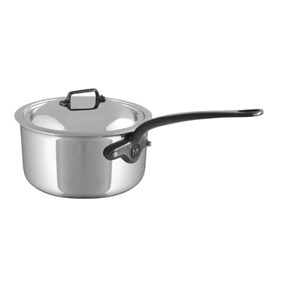 Mauviel M'Cook Ci 5-Ply Saucepan w/Lid, 3.4-qt, Cast Iron Handles - Kitchen Universe