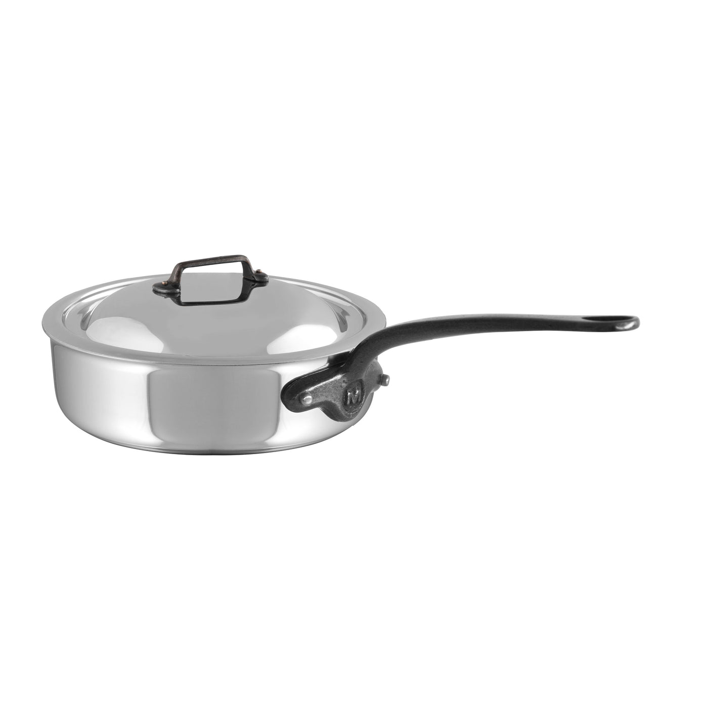 Mauviel M'Cook Ci 5-Ply Saute Pan w/Lid, 3.2-qt, Cast Iron Handles - Kitchen Universe