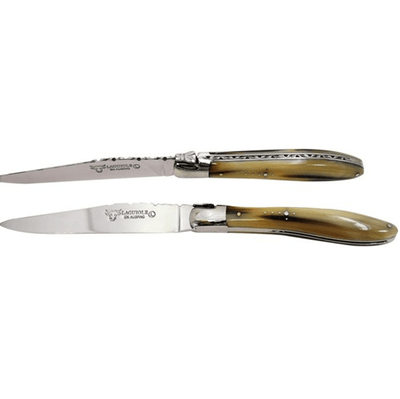 Laguiole en Aubrac Stainless Steel 6-Piece Steak Knife Set With Solid Horn Handles - Kitchen Universe