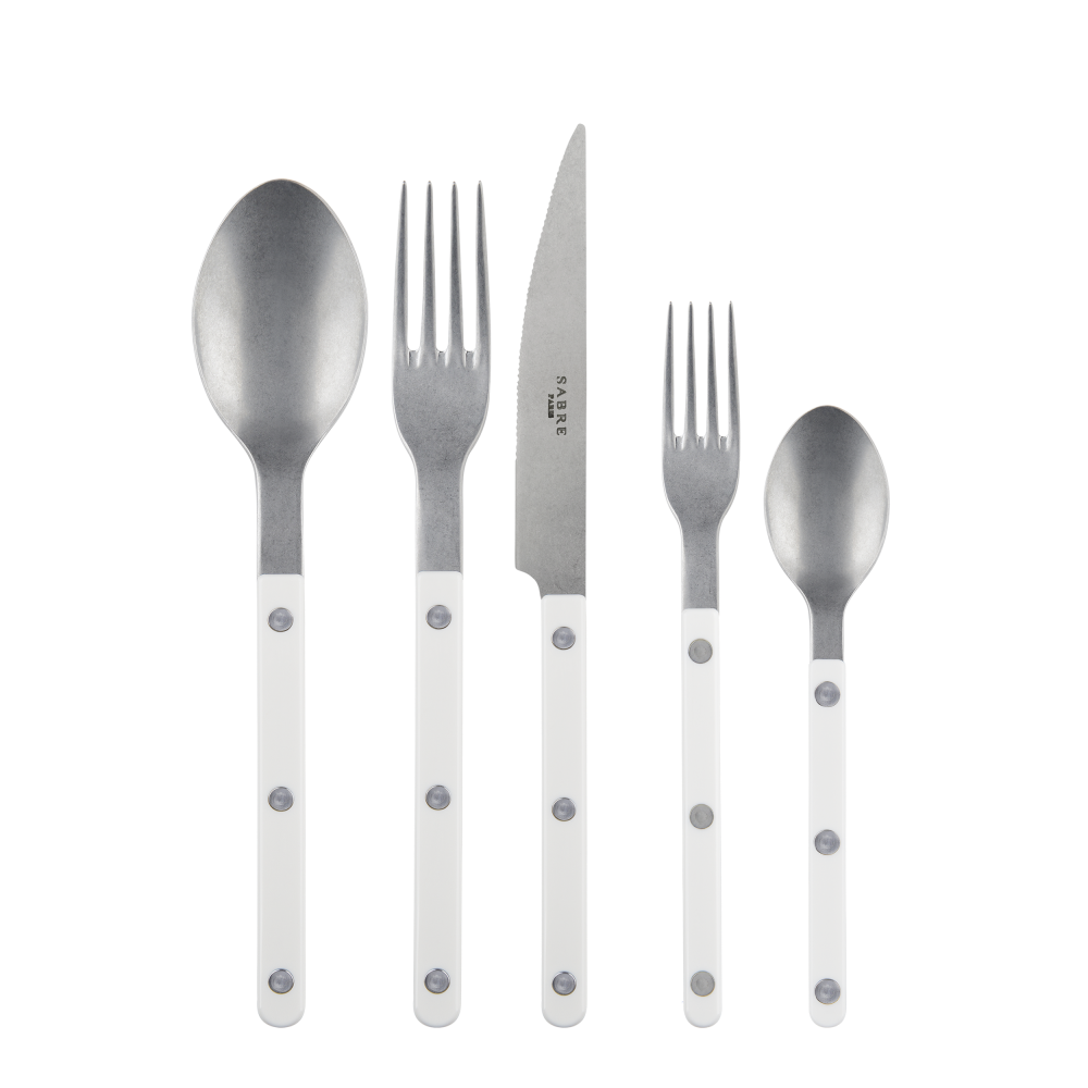 Sabre Bistrot Vintage 5-Piece Flatware Set, White