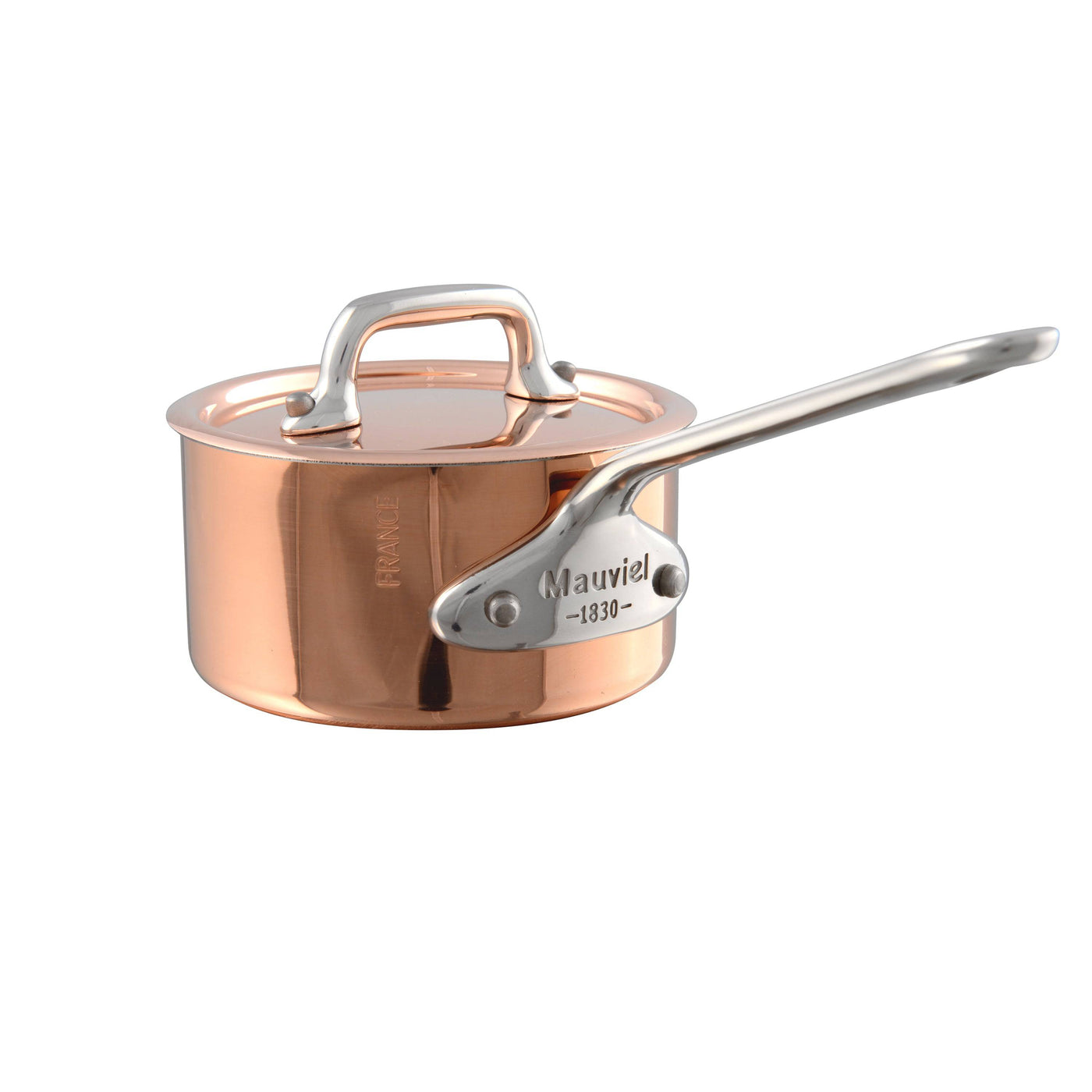 Mauviel M'Mini Copper Sauce Pan With Lid & Stainless Steel Handle, 0.32-qt - Kitchen Universe
