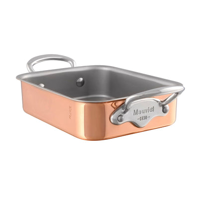Mauviel M'Mini Copper Rectangular Roasting Pan Stainless Steel Handles, 7 x 5.5-in - Kitchen Universe
