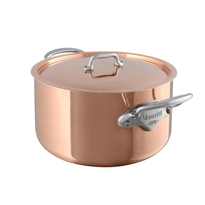 Mauviel M'heritage M150S Copper & Stainless Steel Stew Pan w/Lid, 5.4-qt. - Kitchen Universe
