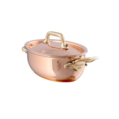 Mauviel M'Mini Oval Copper Cocotte With Lid & Bronze Handles, 0.42-qt - Kitchen Universe