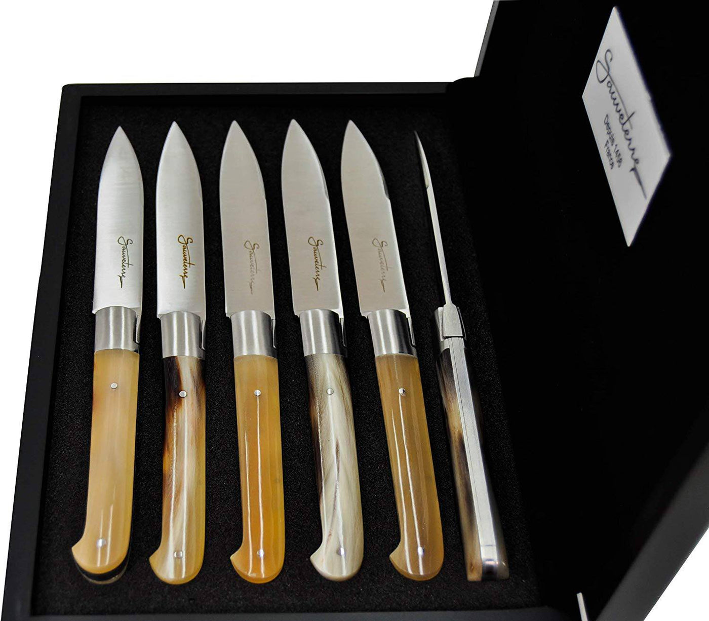 Sauveterre Stainless Steel Steak Knives 6-Piece Set, Solid Horn - Kitchen Universe