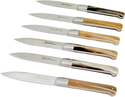 Sauveterre Stainless Steel Steak Knives 6-Piece Set, Solid Horn - Kitchen Universe