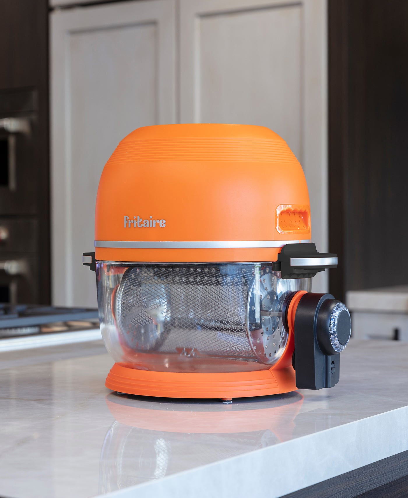 Fritaire Self-Cleaning Glass Bowl Air Fryer, 5-Qt, Orange