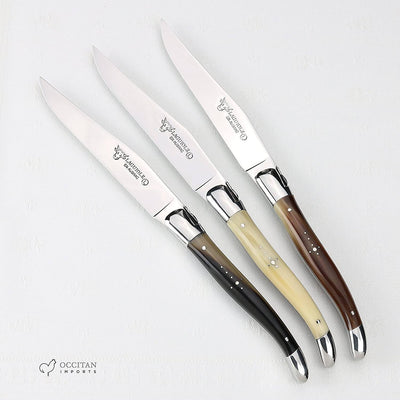 Laguiole en Aubrac Stainless Steel 6-Piece Steak Knife Set With Solid Horn Handles - Kitchen Universe