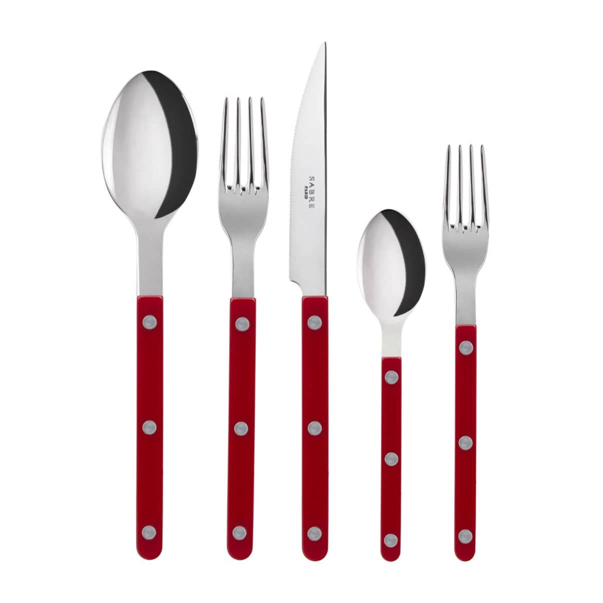 Sabre Bistrot 5-Piece Flatware Set, Burgundy - Kitchen Universe