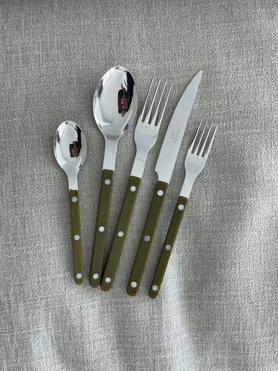 Sabre Bistrot 5-Piece Flatware Set, Green Fern - Kitchen Universe