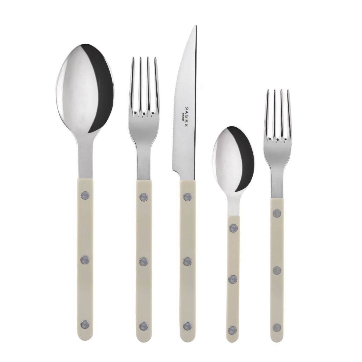 Sabre Bistrot 5-Piece Flatware Set, Light Khaki - Kitchen Universe