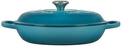 Le Creuset Signature Enameled Cast Iron Braiser, 3.5-Quart, Caribbean - Kitchen Universe