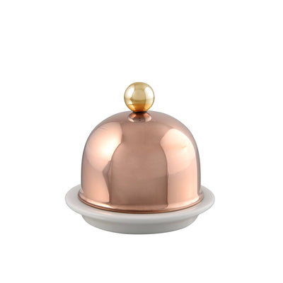 Mauviel M'Tradition Copper & Brass Porcelain Butter Dish - Kitchen Universe