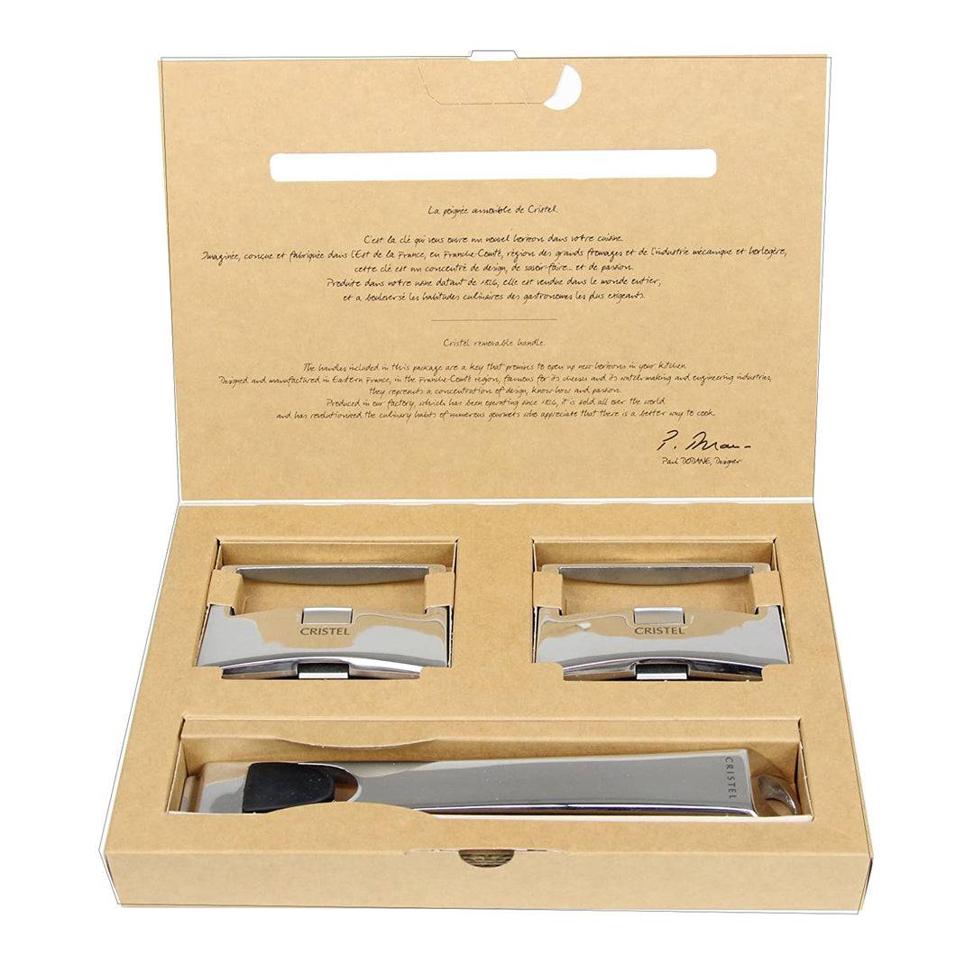 Cristel Casteline Stainless Steel Set of 1 Long Handle and 2 Side Handles - Kitchen Universe