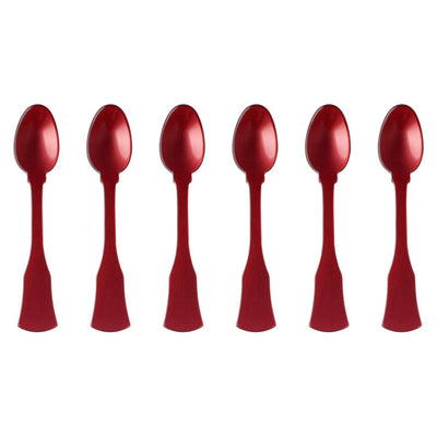 Sabre Honorine 6-Piece Demi-Tasse Spoon Set, Red - Kitchen Universe