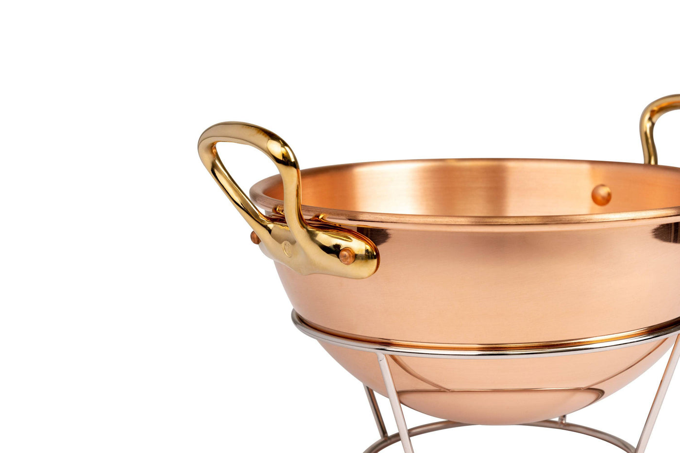 Mauviel M'passion Copper Egg Whites Beating Bowl with Brass Handles & Stand, 5-qt. - Kitchen Universe