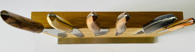 Laguiole en Aubrac Gourmet 7-Piece Kitchen Knife Set With Mixed Wood Handles, Magnetic Oak Block - Kitchen Universe