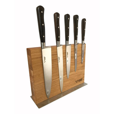 Laguiole en Aubrac Handcrafted 6-Piece Kitchen Knife Set With Ziricote Wood Handles & Magnetic Oak Block - Kitchen Universe