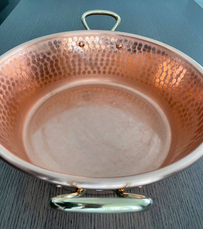 Mauviel M'passion Hammered Copper Jam Pan with Bronze Handles, 14.5-qt. - Kitchen Universe