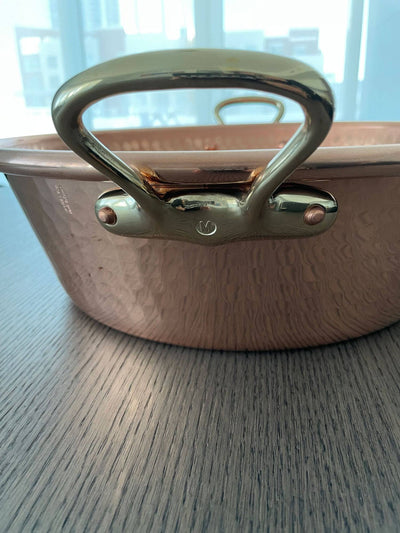 Mauviel M'passion Hammered Copper Jam Pan with Bronze Handles, 14.5-qt. - Kitchen Universe