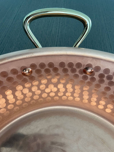 Mauviel M'passion Hammered Copper Jam Pan with Bronze Handles, 9.75-qt. - Kitchen Universe